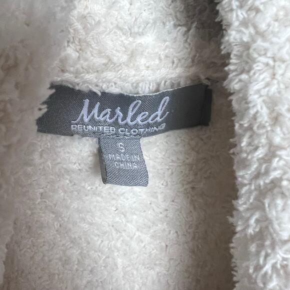 Marled Reunited Clothing Open Front Fuzzy Cardigan w/ Pockets Size Small Cream - Picture 2 of 9